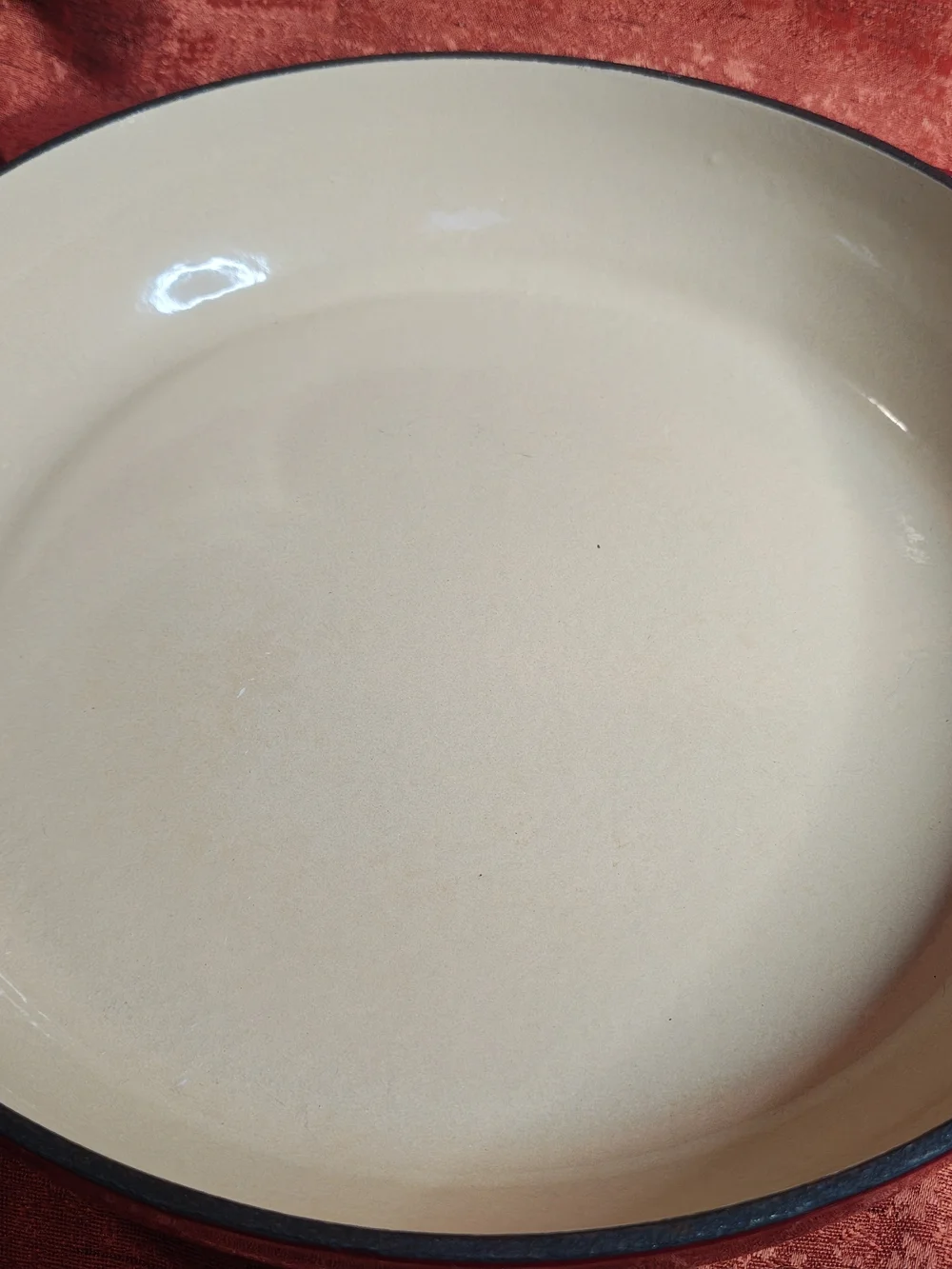 Red Enameled Dutch Oven Lid with Black Knob - Unknown Brand